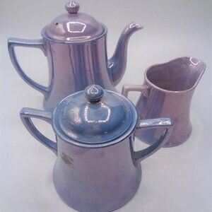 Vintage Japanese Lusterware Teapot, Sugar Bowl and Creamer